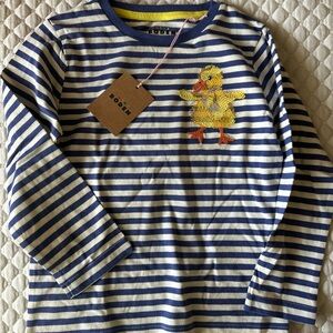 Mini Boden Blue and White Striped Duck Shirt
